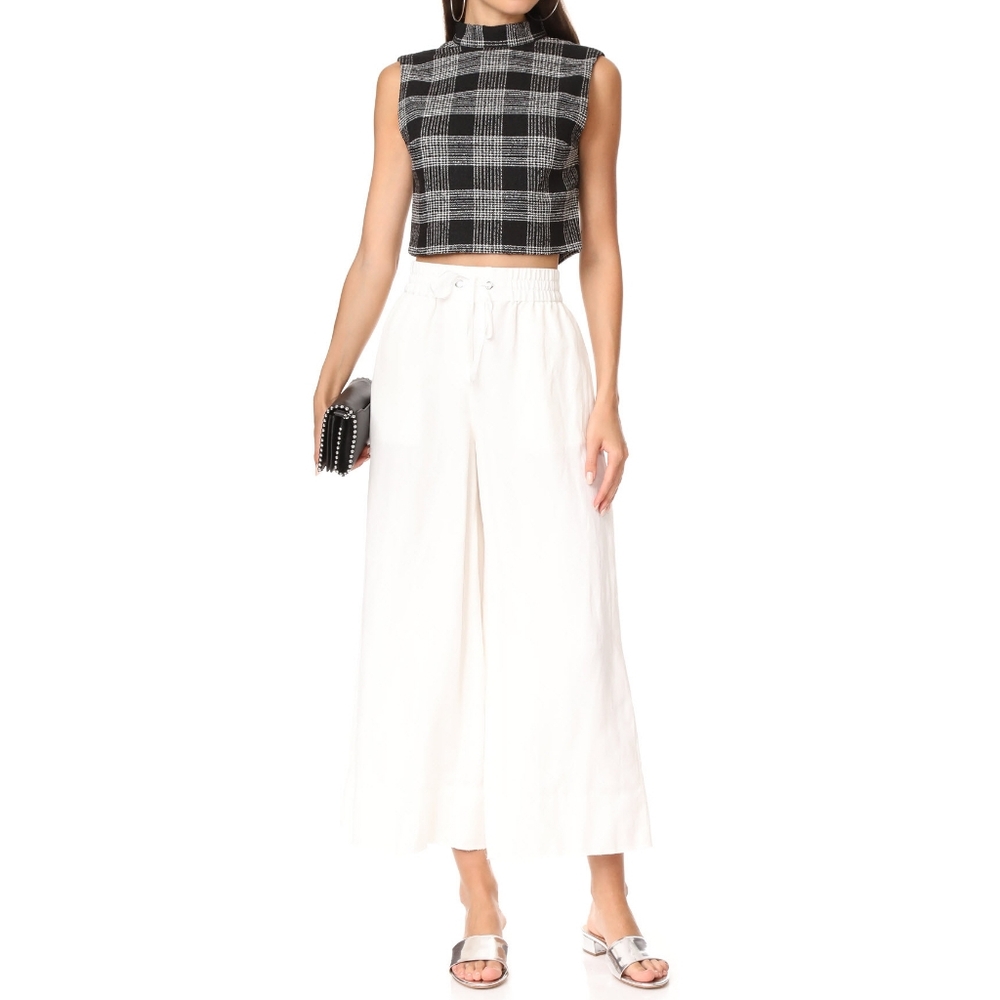 Alice + Olivia Black and White Plaid Crop Top
